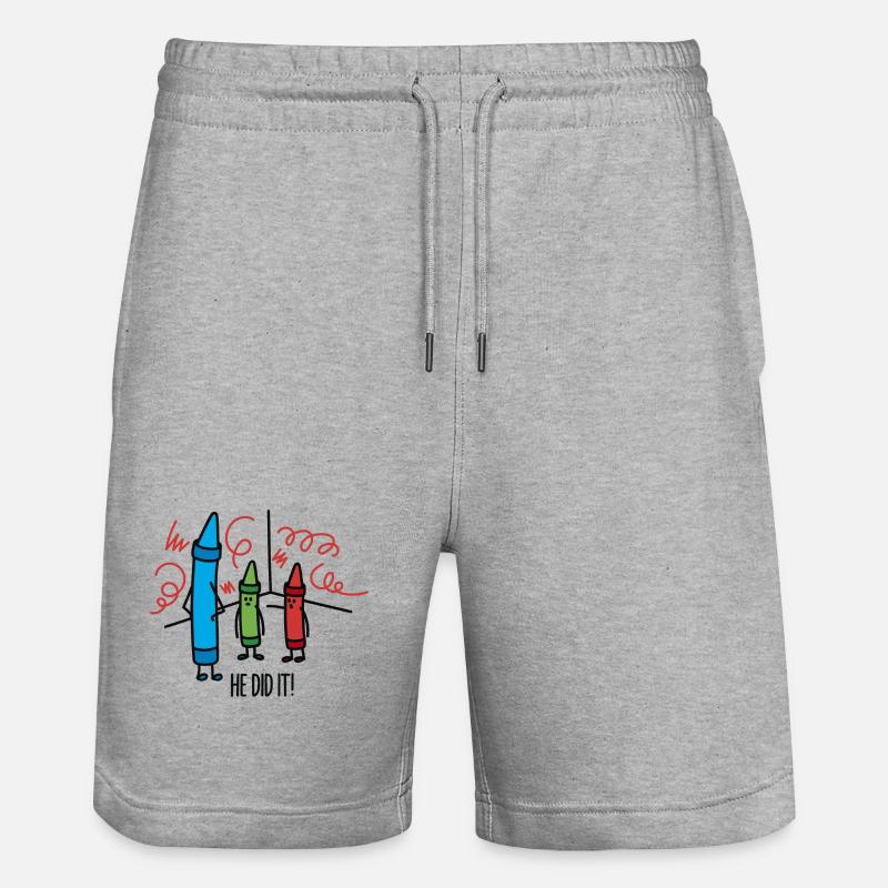 He did it - wasco crayons - Short de jogging bio TRAINER Stanley/Stella unisexe - gris chiné