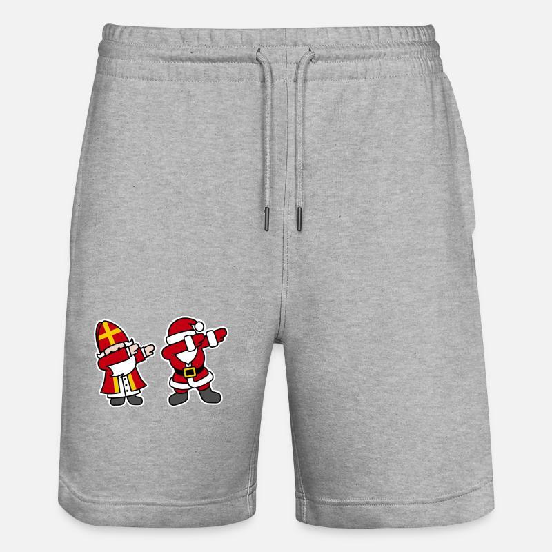 Sinterklaas en Kerstman dab dabbing - Short de jogging bio TRAINER Stanley/Stella unisexe - gris chiné