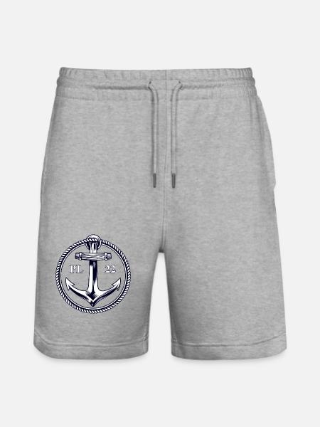 PL22 Marine Anchor - Stanley/Stella Trainer Unisex Organic Jogging Shorts - heather grey