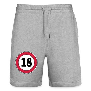 18th birthday sign - Stanley/Stella Trainer Unisex Organic Jogging Shorts - heather grey - Front - Nik (191cm) & Marisol (170cm)