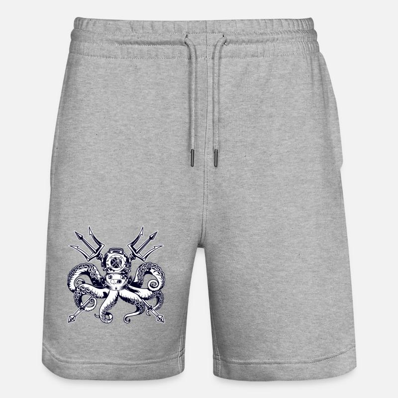 Trident Diving Octopus - Stanley/Stella Unisex Bio Joggingshorts Trainer  - Grau meliert