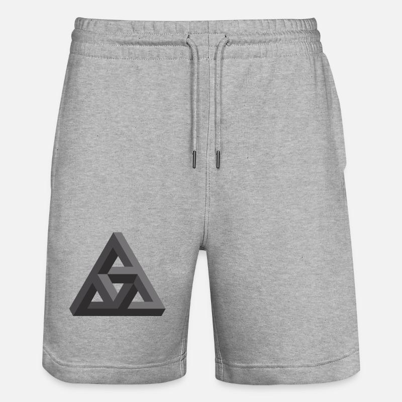 Abstract Geometry Pattern in Gray - Stanley/Stella Trainer Unisex Organic Jogging Shorts - heather grey