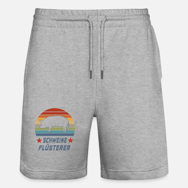 Schweine Flüsterer Design / Geschenkidee - Stanley/Stella Unisex Bio Joggingshorts Trainer  - Grau meliert