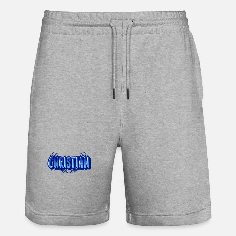 Conception avec le prénom Christian - Short de jogging bio TRAINER Stanley/Stella unisexe - gris chiné