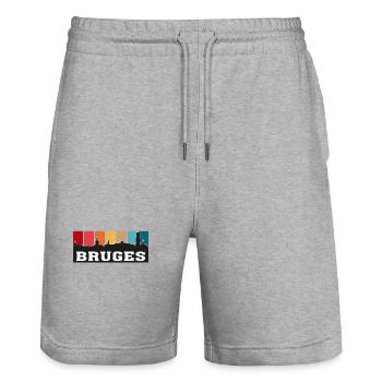 Bruges Belgique Voyage Skyline Souvenirs Silhouette - Short de jogging bio TRAINER Stanley/Stella unisexe - gris chiné - Devant - Nik (191cm) & Marisol (170cm)