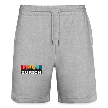 Zurich Suisse Voyage Souvenir Sur Les Toits De La Ville - Short de jogging bio TRAINER Stanley/Stella unisexe - gris chiné - Devant - Nik (191cm) & Marisol (170cm)