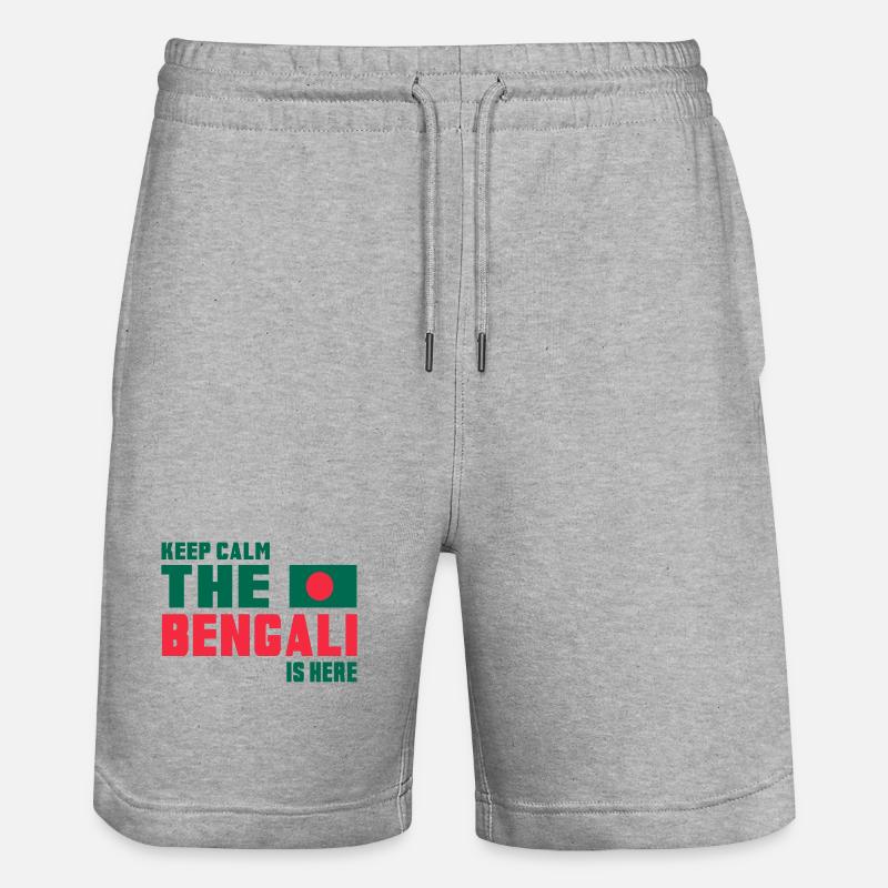 Keep Calm Bangladesch Design / Geschenkidee - Stanley/Stella Unisex Bio Joggingshorts Trainer  - Grau meliert
