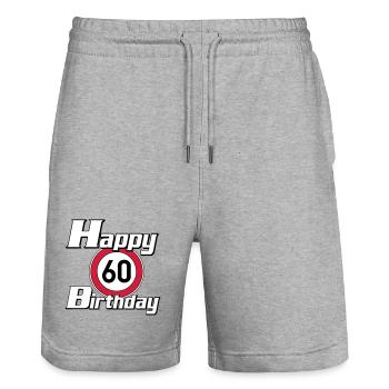 60.Geburtstag , 60 Jahre , Happy Birthday 60 (25) - Stanley/Stella Unisex Bio Joggingshorts Trainer  - Grau meliert - Vorne - Nik (191cm) & Marisol (170cm)