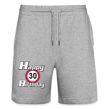 30.Geburtstag , Happy Birthday 30 (25) - Stanley/Stella Unisex Bio Joggingshorts Trainer  - Grau meliert - Vorne - Nik (191cm) & Marisol (170cm)