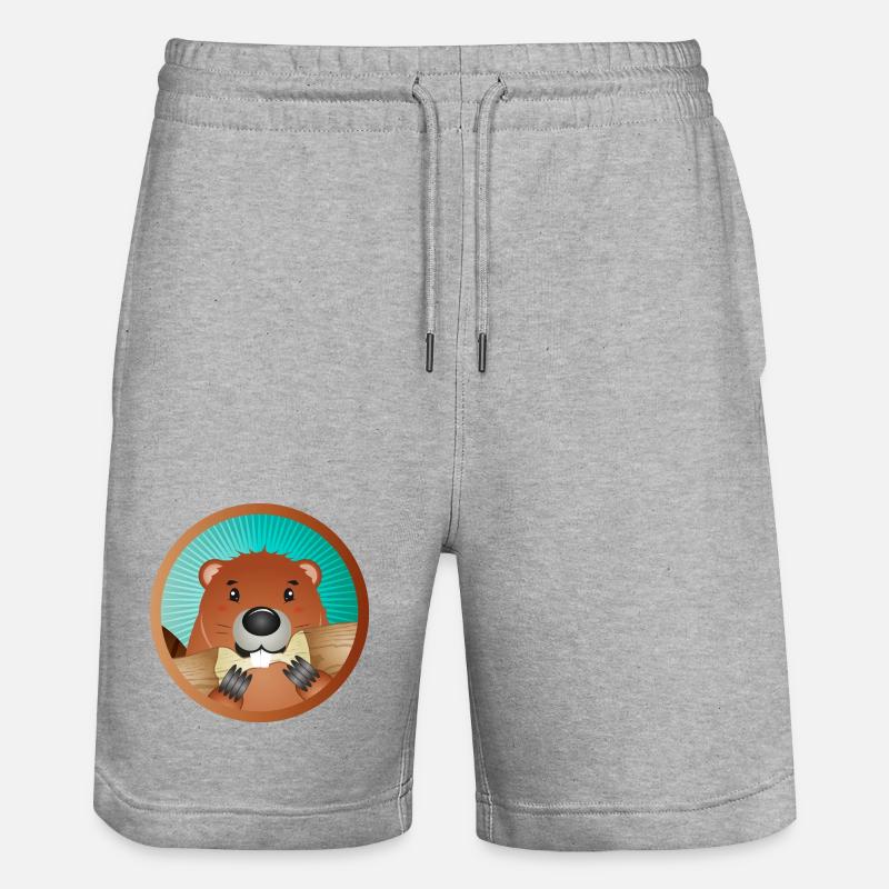 simpatico cerotto roditore - pannocchie castoro su legno - Pantaloncini da jogger ecologici unisex Trainer di Stanley/Stella - grigio melange