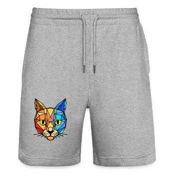 Tigre animal - Short de jogging bio TRAINER Stanley/Stella unisexe - gris chiné - Devant - Nik (191cm) & Marisol (170cm)
