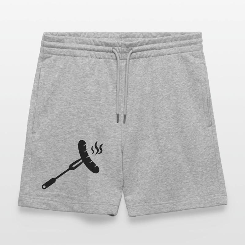 Sausage, bratwurst on a fork for BBQ Stanley/Stella Trainer Unisex Organic Jogging Shorts