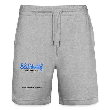 88 Geburtstag Gästebuch - 88 Jahre Geschenk - Stanley/Stella Unisex Bio Joggingshorts Trainer  - Grau meliert - Vorne - Nik (191cm) & Marisol (170cm)