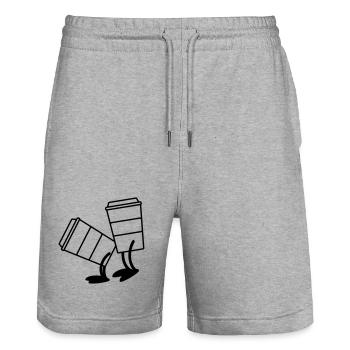 Coffee to go doggy style - Stanley/Stella Trainer Unisex Organic Jogging Shorts - heather grey - Front - Nik (191cm) & Marisol (170cm)