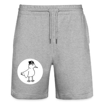 Seagull Anarchy – Vilain Maritime Hipster Art côtier - Short de jogging bio TRAINER Stanley/Stella unisexe - gris chiné - Devant - Nik (191cm) & Marisol (170cm)