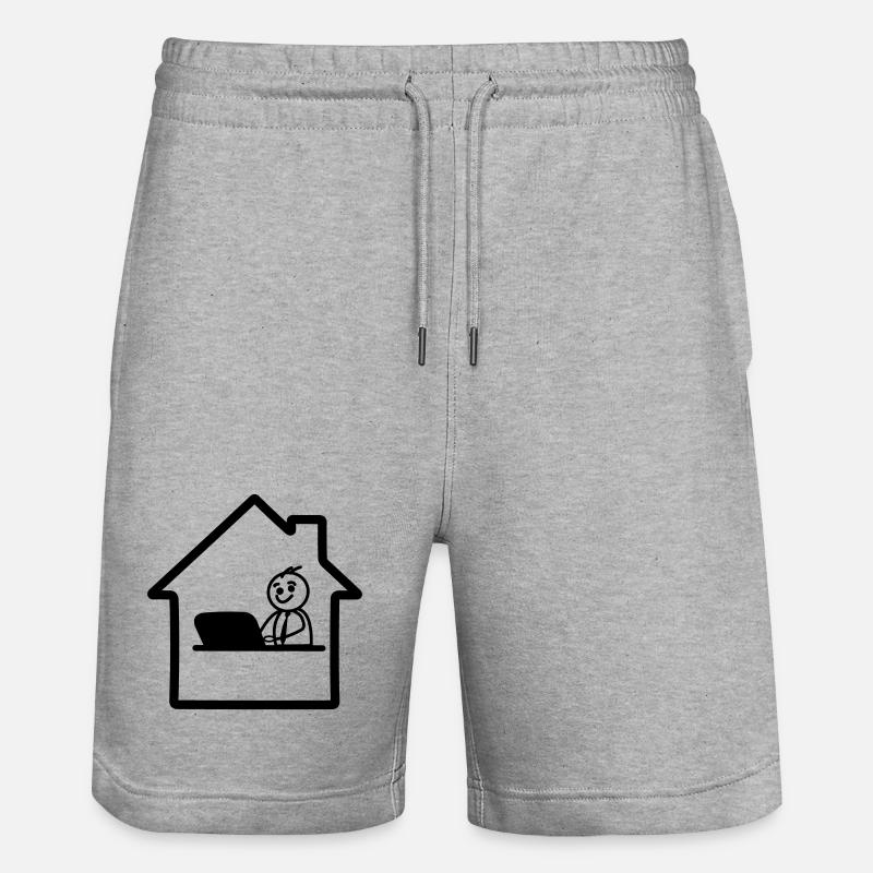 Arbeiten zu Hause einfaches Logo - Stanley/Stella Unisex Bio Joggingshorts Trainer  - Grau meliert