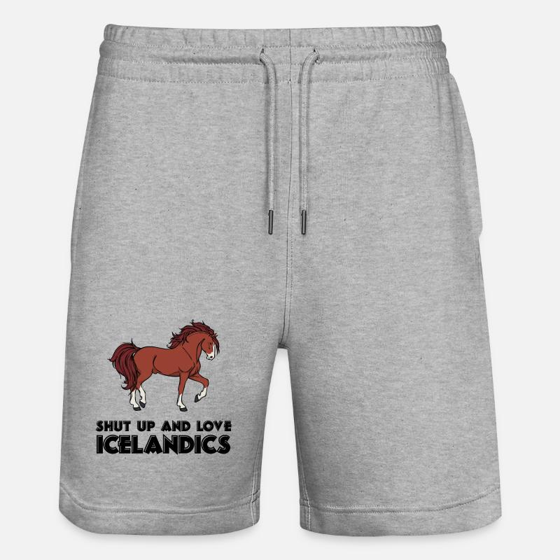 Cool Islandpferde Statement Pferdeliebe Isländer - Stanley/Stella Unisex Bio Joggingshorts Trainer  - Grau meliert