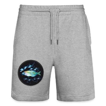 farbenfroher Fisch inmitten eines Fischschwarms - Stanley/Stella Unisex Bio Joggingshorts Trainer  - Grau meliert - Vorne - Nik (191cm) & Marisol (170cm)