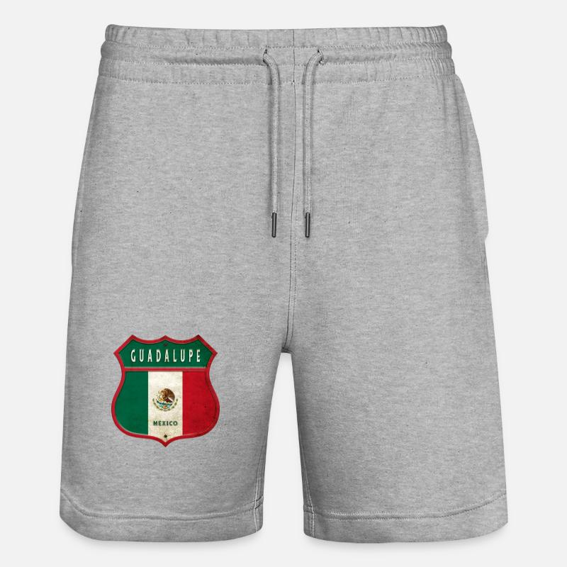 Guadalupe Mexico crest design - Stanley/Stella Trainer Unisex Organic Jogging Shorts - heather grey