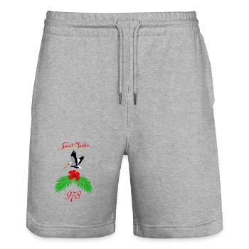 Sint Maarten - Stanley/Stella Trainer Unisex Organic Jogging Shorts - heather grey - Front - Nik (191cm) & Marisol (170cm)