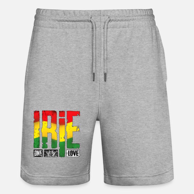 Vibrantes Reggae-Design mit Regenbogenfarben - Stanley/Stella Unisex Bio Joggingshorts Trainer  - Grau meliert