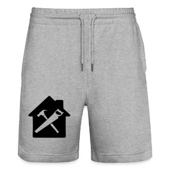 Carpenter tool logo house building - Stanley/Stella Trainer Unisex Organic Jogging Shorts - heather grey - Front - Nik (191cm) & Marisol (170cm)