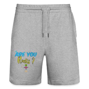 Are you radishe? Funny word game sport cool humor - Stanley/Stella Trainer Unisex Organic Jogging Shorts - heather grey - Front - Nik (191cm) & Marisol (170cm)