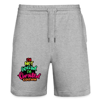 I'm not weird but a limited edition* - Stanley/Stella Trainer Unisex Organic Jogging Shorts - heather grey - Front - Nik (191cm) & Marisol (170cm)