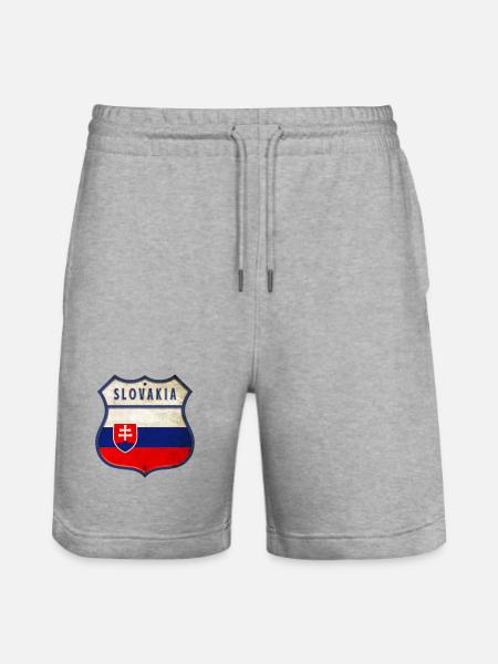 Slowakei Flaggen Wappen Design - Stanley/Stella Unisex Bio Joggingshorts Trainer  - Grau meliert