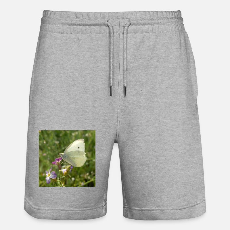Papillon blanc sur fleur rose - Short de jogging bio TRAINER Stanley/Stella unisexe - gris chiné