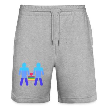 Herz Lgbt Gleichgeschlechtliche Ehe Regenbogen - Stanley/Stella Unisex Bio Joggingshorts Trainer  - Grau meliert - Vorne - Nik (191cm) & Marisol (170cm)