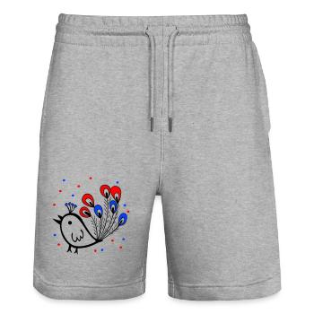 Karneval, Fasching, Spatz - Stanley/Stella Unisex Bio Joggingshorts Trainer  - Grau meliert - Vorne - Nik (191cm) & Marisol (170cm)