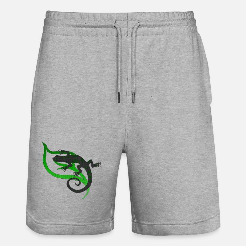 coole eidechsenmotive, Eidechsentribal - Stanley/Stella Unisex Bio Joggingshorts Trainer  - Grau meliert