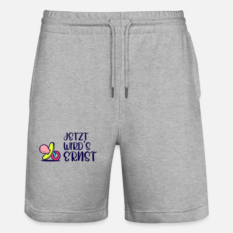 Elternschaft Eltern Geburt Statement Schwanger - Stanley/Stella Unisex Bio Joggingshorts Trainer  - Grau meliert