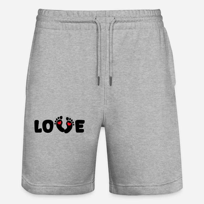Enceinte Coeur Bébé Pieds Grossesse Mère - Short de jogging bio TRAINER Stanley/Stella unisexe - gris chiné