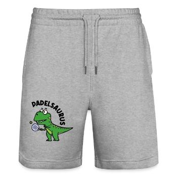 Dinosaurier Padel Spieler Schläger Ball Spruch - Stanley/Stella Unisex Bio Joggingshorts Trainer  - Grau meliert - Vorne - Nik (191cm) & Marisol (170cm)