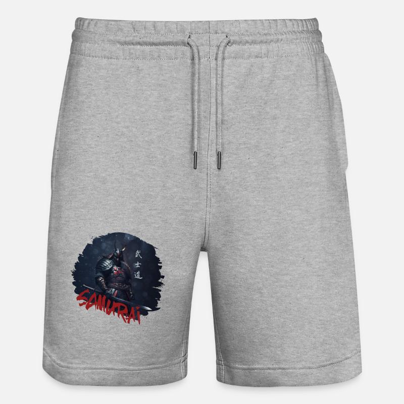 Samurai Krieger mit Katana - Stanley/Stella Unisex Bio Joggingshorts Trainer  - Grau meliert