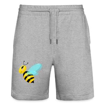 Fliegende anmutige Biene - Stanley/Stella Unisex Bio Joggingshorts Trainer  - Grau meliert - Vorne - Nik (191cm) & Marisol (170cm)