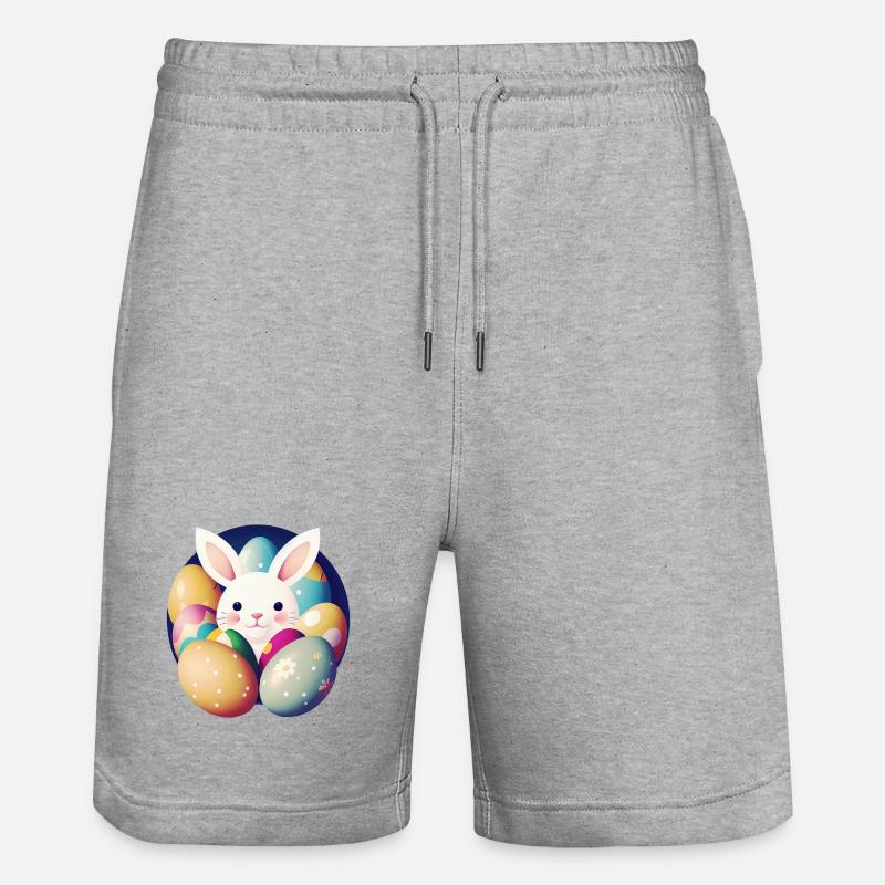 Easter bunny with Easter eggs - Stanley/Stella Trainer Unisex Organic Jogging Shorts - heather grey