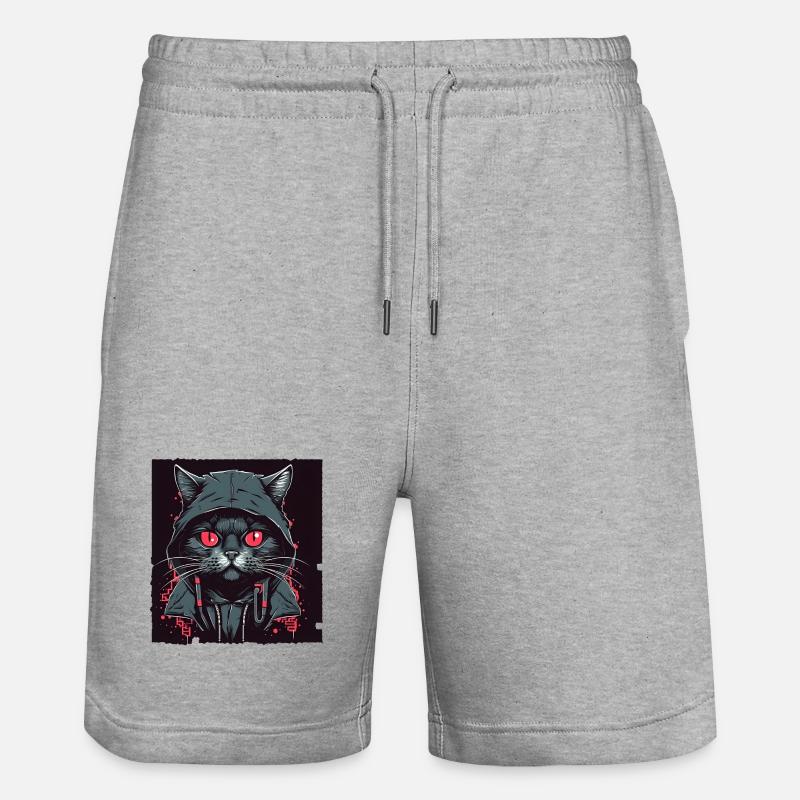 Hacker cat - Stanley/Stella Unisex Bio Joggingshorts Trainer  - Grau meliert