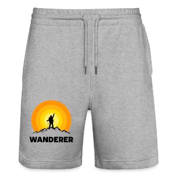 Wanderer Wandern Wanderung Bergwandern Spruch - Stanley/Stella Unisex Bio Joggingshorts Trainer  - Grau meliert - Vorne - Nik (191cm) & Marisol (170cm)