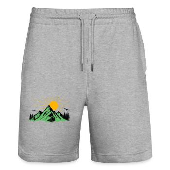 Nature lovers Mountains Nature Hiking Mountain Peaks - Stanley/Stella Trainer Unisex Organic Jogging Shorts - heather grey - Front - Nik (191cm) & Marisol (170cm)