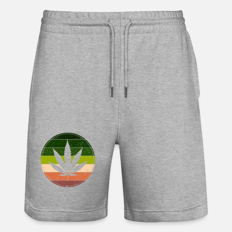 Retro Rainbow Cannabis Runde - Stanley/Stella Unisex Bio Joggingshorts Trainer  - Grau meliert