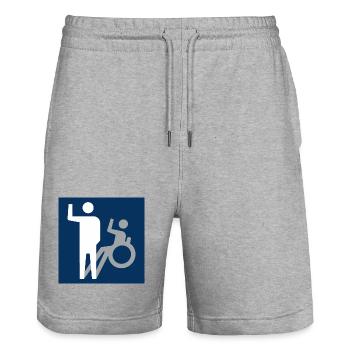 Not all disabilities are visible * - Stanley/Stella Trainer Unisex Organic Jogging Shorts - heather grey - Front - Nik (191cm) & Marisol (170cm)