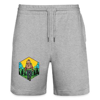 Randonnées Randonnées Alpinisme Randonnée en montagne - Short de jogging bio TRAINER Stanley/Stella unisexe - gris chiné - Devant - Nik (191cm) & Marisol (170cm)