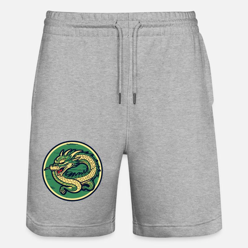 Dragon Crest Circle Patch - Stanley/Stella Unisex Bio Joggingshorts Trainer  - Grau meliert