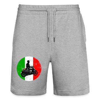 Roller Vintage Italy Scooter Urlaub - Stanley/Stella Unisex Bio Joggingshorts Trainer  - Grau meliert - Vorne - Nik (191cm) & Marisol (170cm)