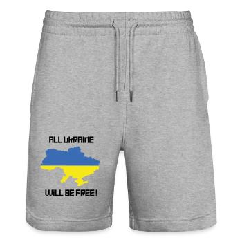 All Ukraine will be free! - Stanley/Stella Unisex Bio Joggingshorts Trainer  - Grau meliert - Vorne - Nik (191cm) & Marisol (170cm)