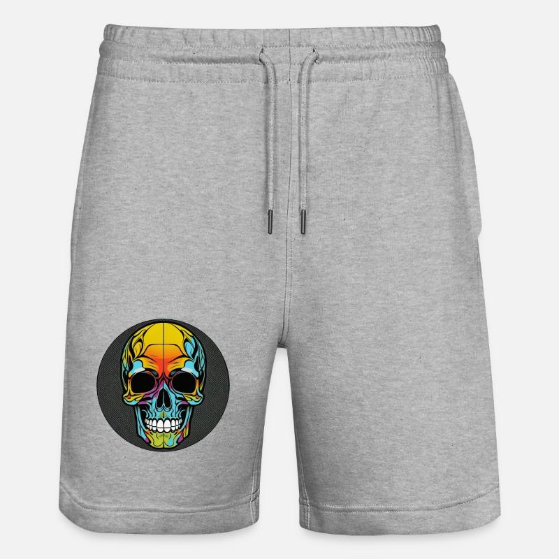 Skull bunt mit rand - Stanley/Stella Unisex Bio Joggingshorts Trainer  - Grau meliert