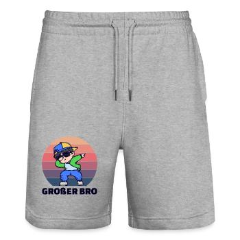 Stolzer Großer Bruder Statement Bro Bruderherz - Stanley/Stella Unisex Bio Joggingshorts Trainer  - Grau meliert - Vorne - Nik (191cm) & Marisol (170cm)